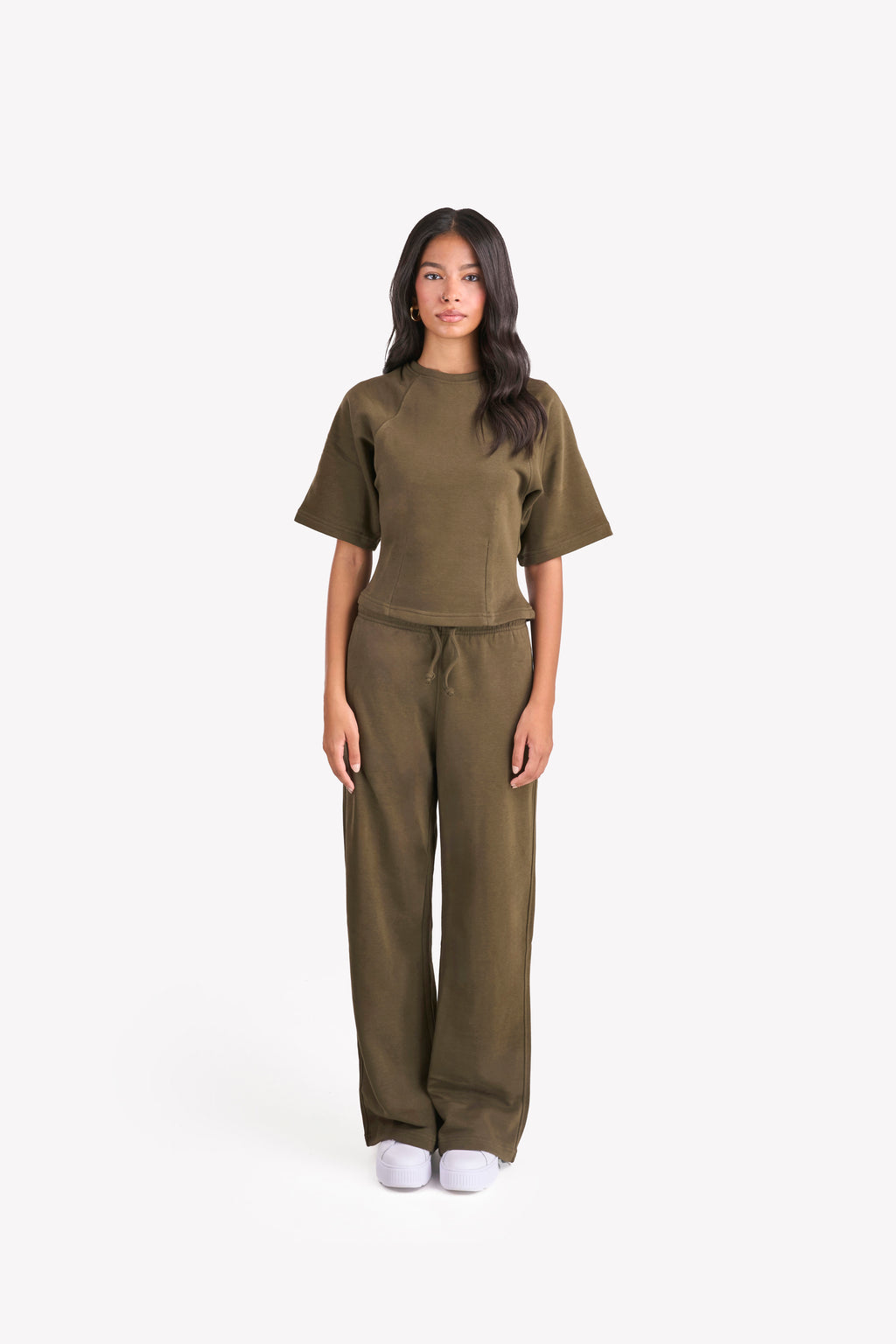 Essential Slim-Fit Relaxed-Sleeves Set — Olive