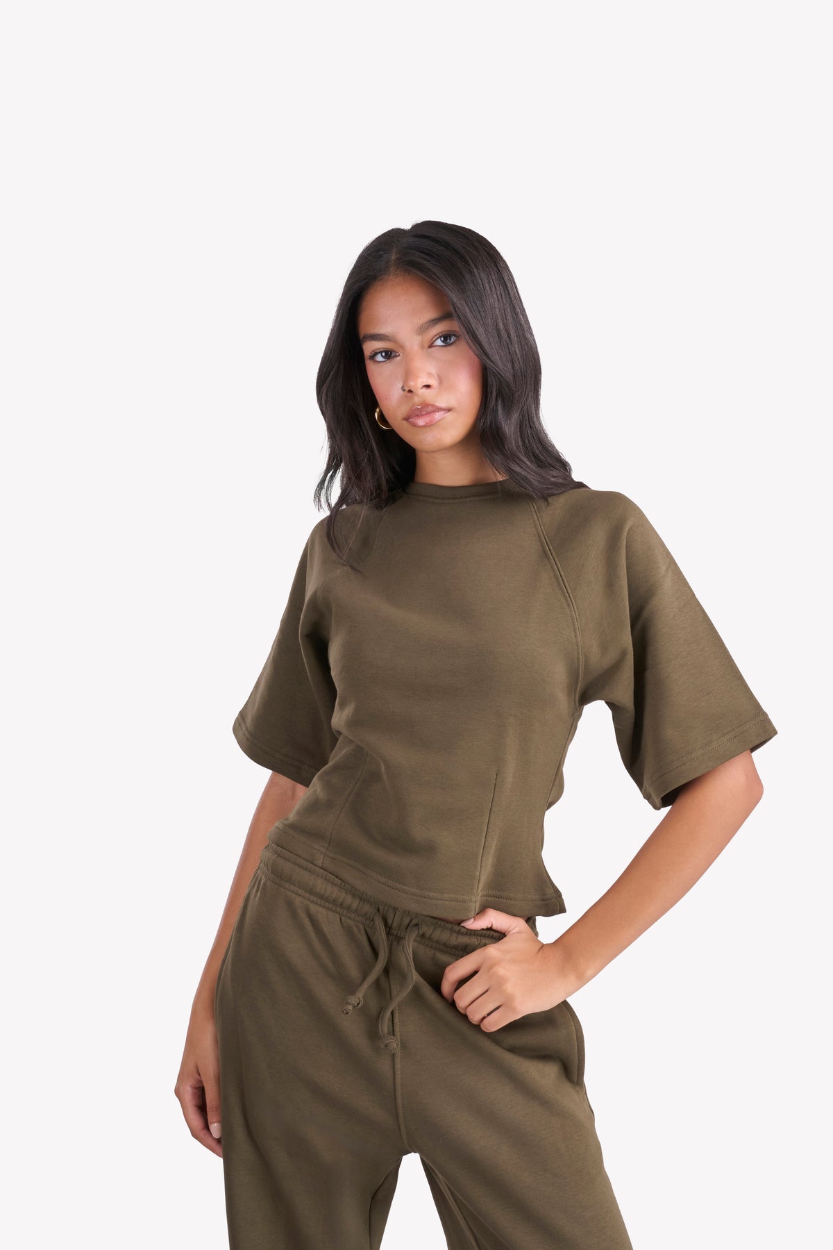Essential Slim-Fit Relaxed-Sleeves Set — Olive
