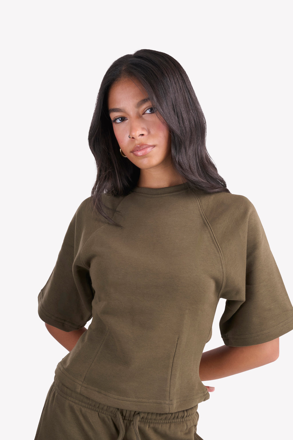 Essential Slim-Fit Relaxed-Sleeves Set — Olive