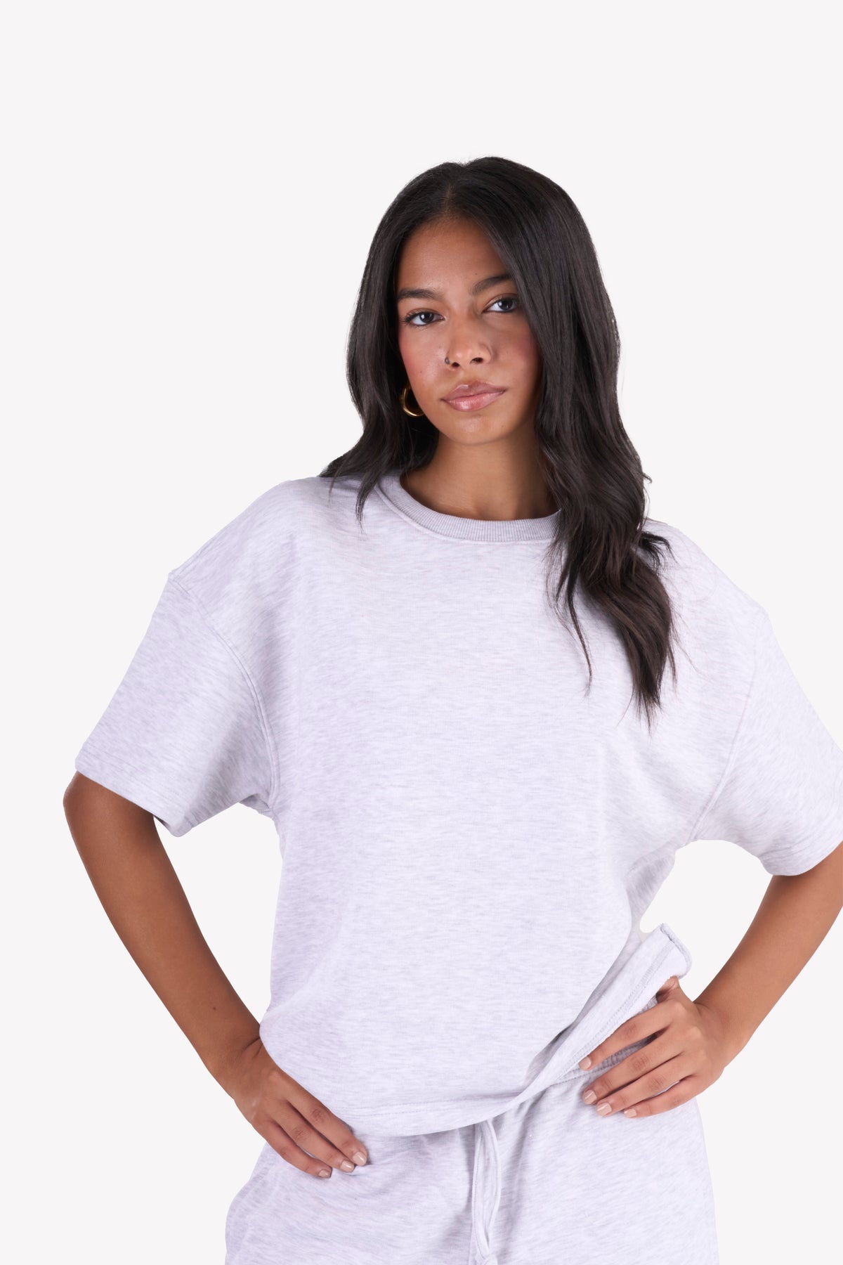 Minimal Oversized Two-Piece Set — Silver