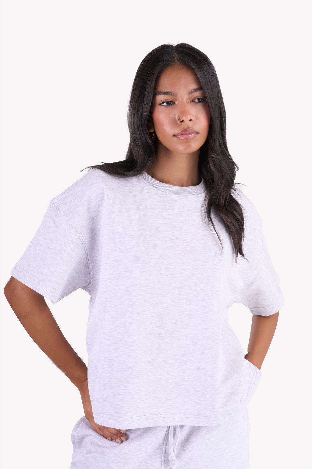 Minimal Oversized Two-Piece Set — Silver