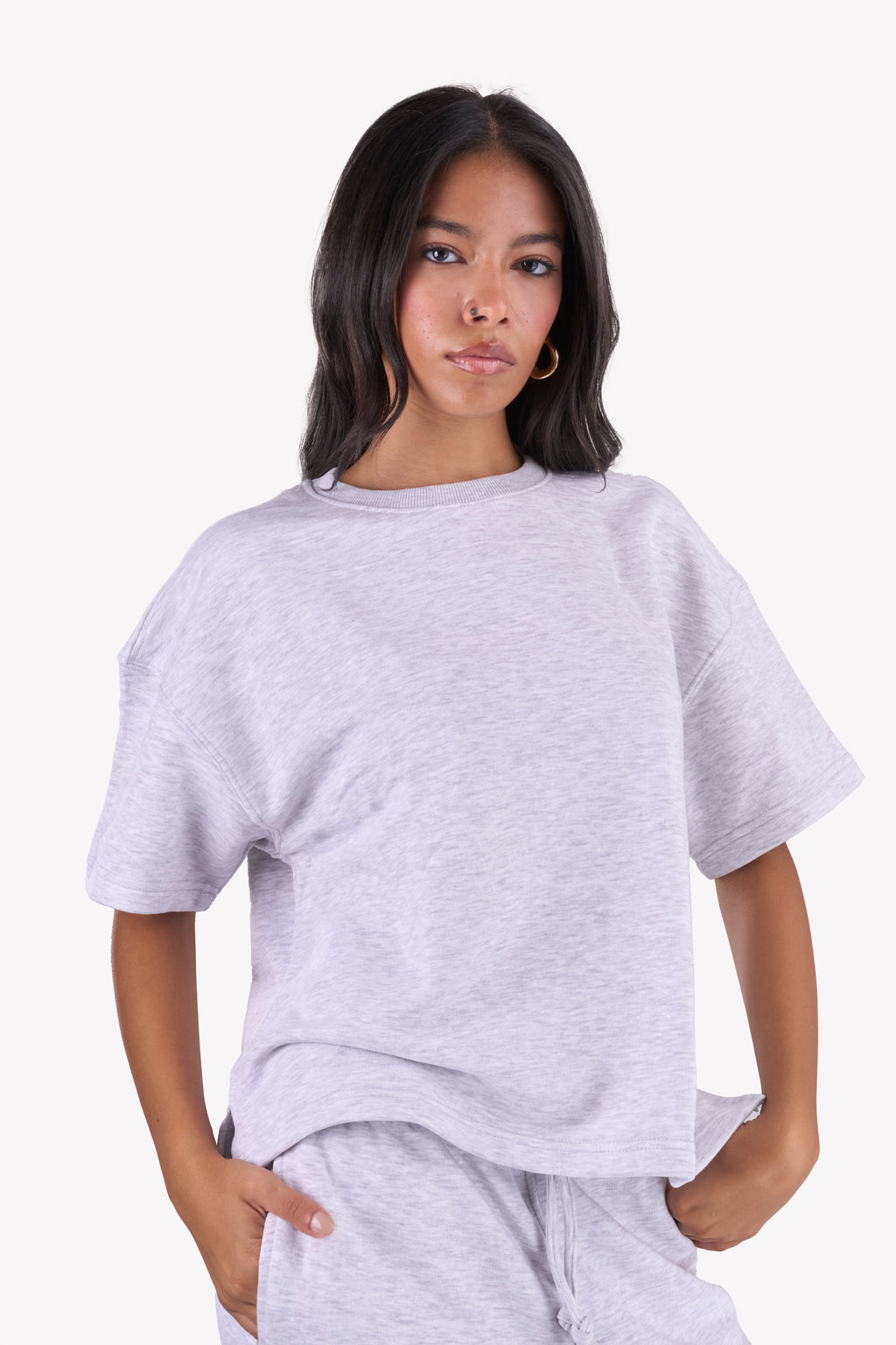 Minimal Oversized Two-Piece Set — Silver