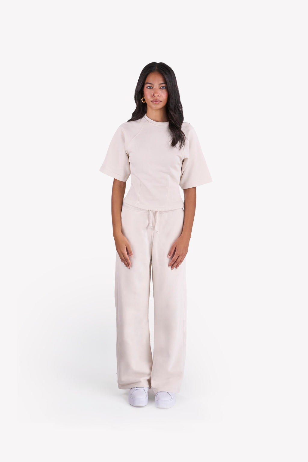 Essential Slim-Fit Relaxed-Sleeves Set — Beige