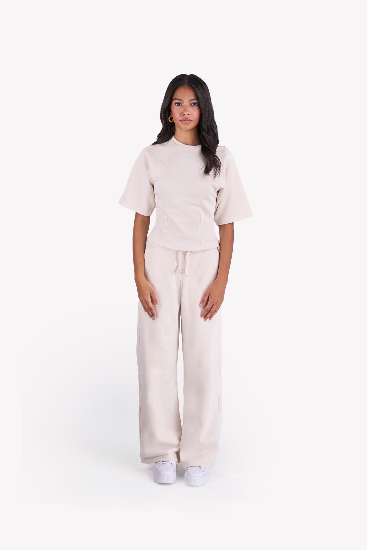 Essential Slim-Fit Relaxed-Sleeves Set — Beige