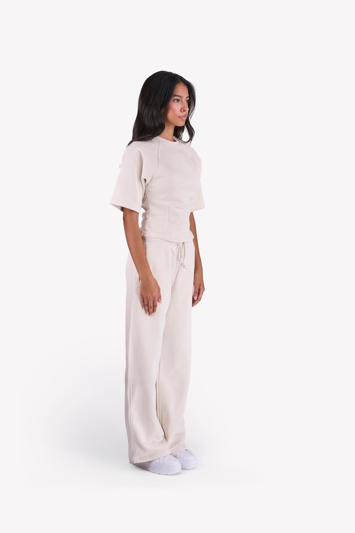 Essential Slim-Fit Relaxed-Sleeves Set — Beige