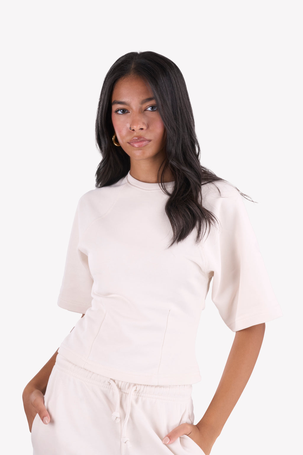 Essential Slim-Fit Relaxed-Sleeves Set — Beige