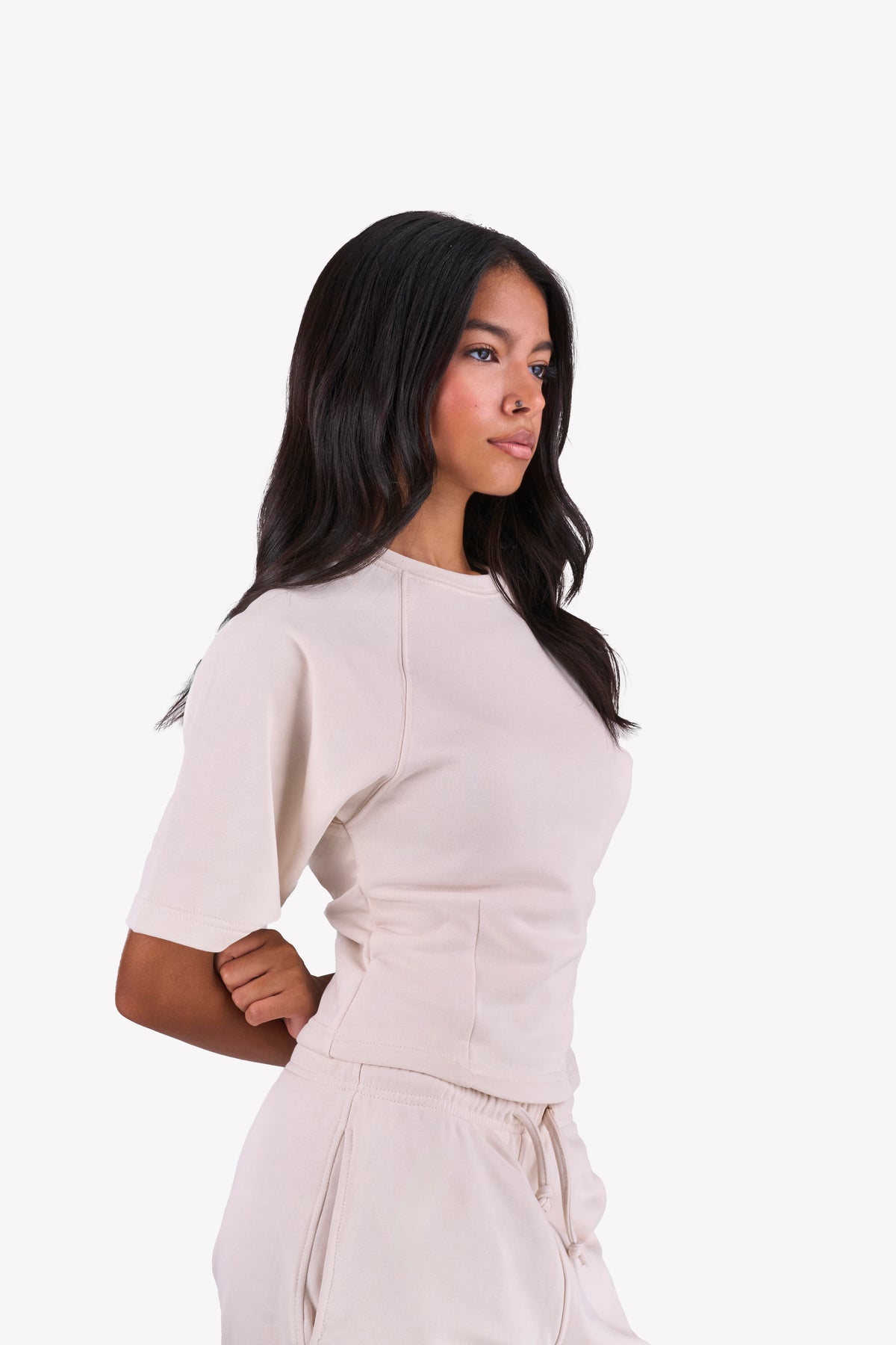 Essential Slim-Fit Relaxed-Sleeves Set — Beige
