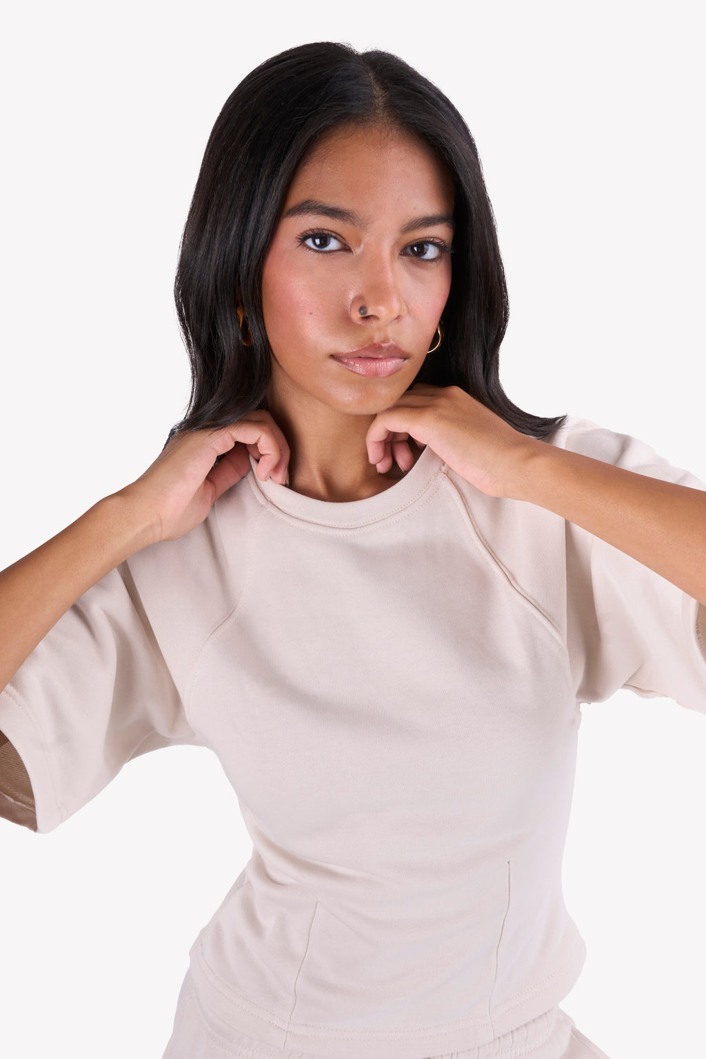 Essential Slim-Fit Relaxed-Sleeves Set — Beige