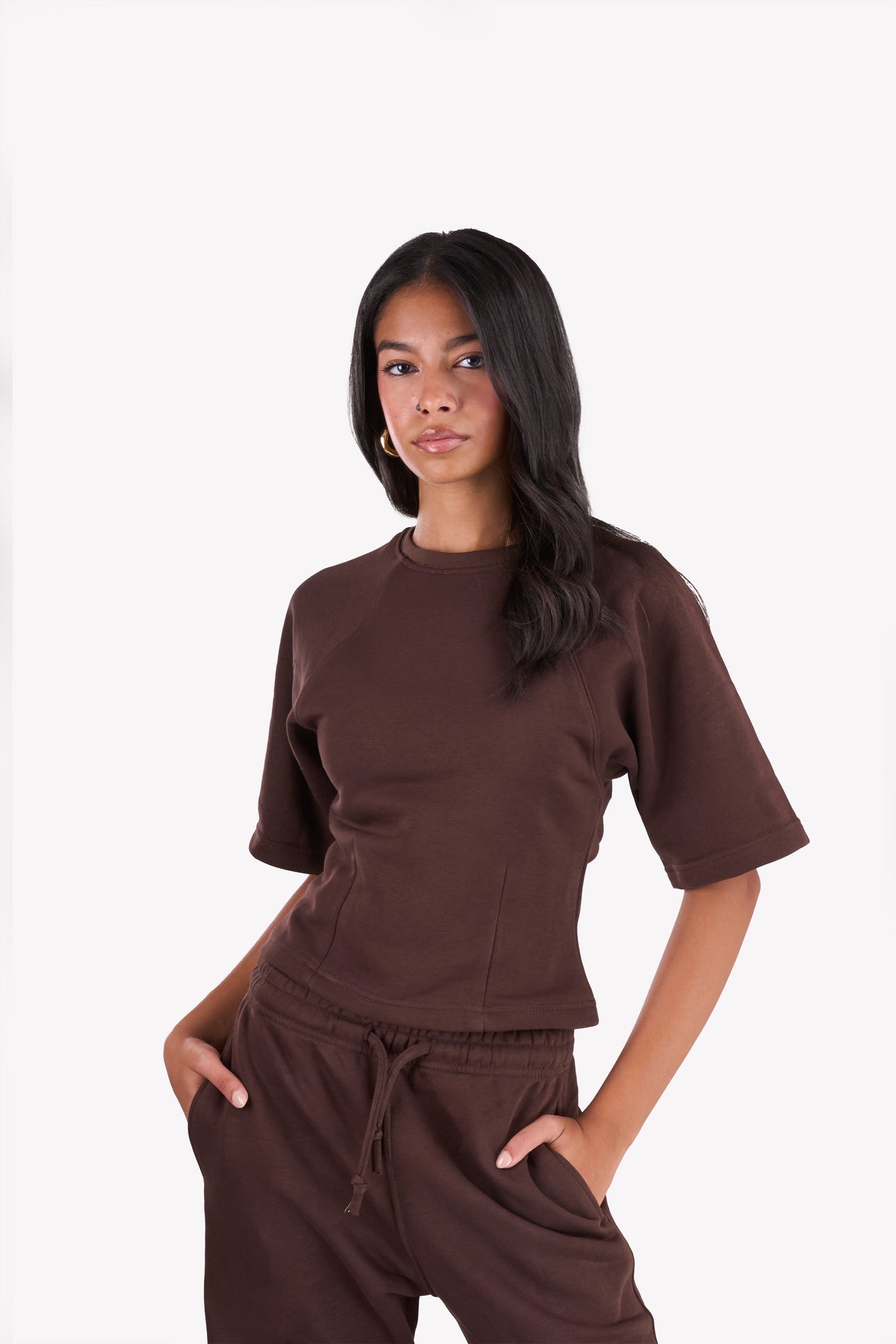 Essential Slim-Fit Relaxed-Sleeves Set — Brown