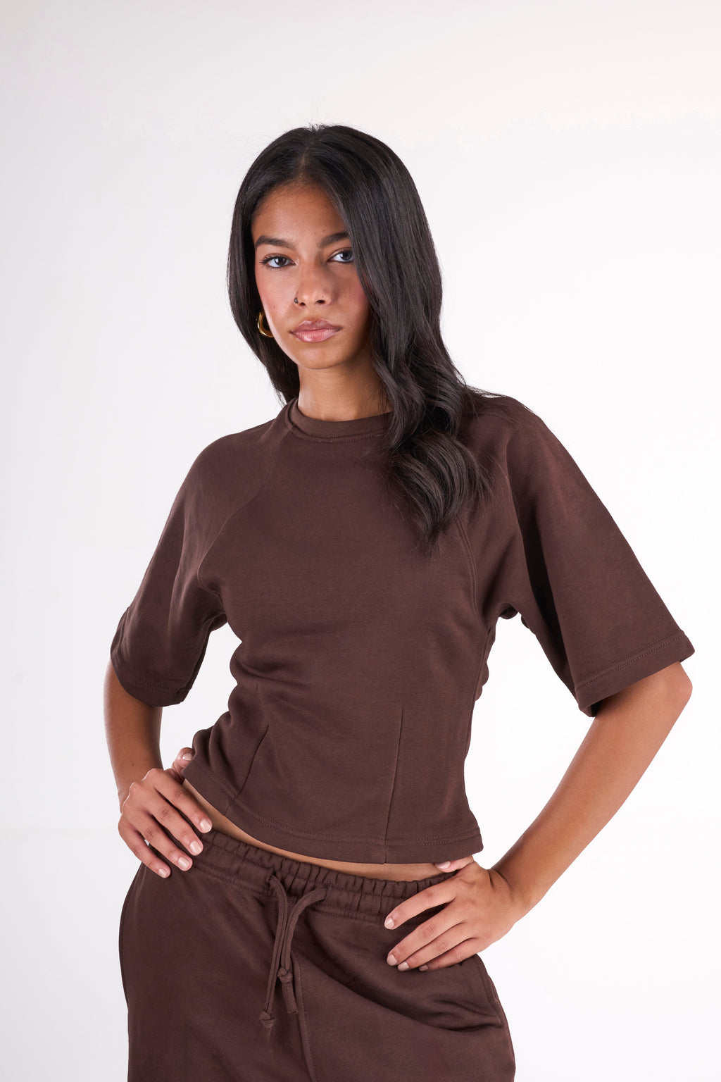 Essential Slim-Fit Relaxed-Sleeves Set — Brown