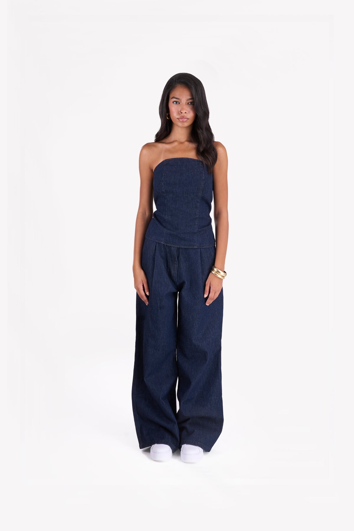 Denim Signature Two-Piece Set — Dark Blue