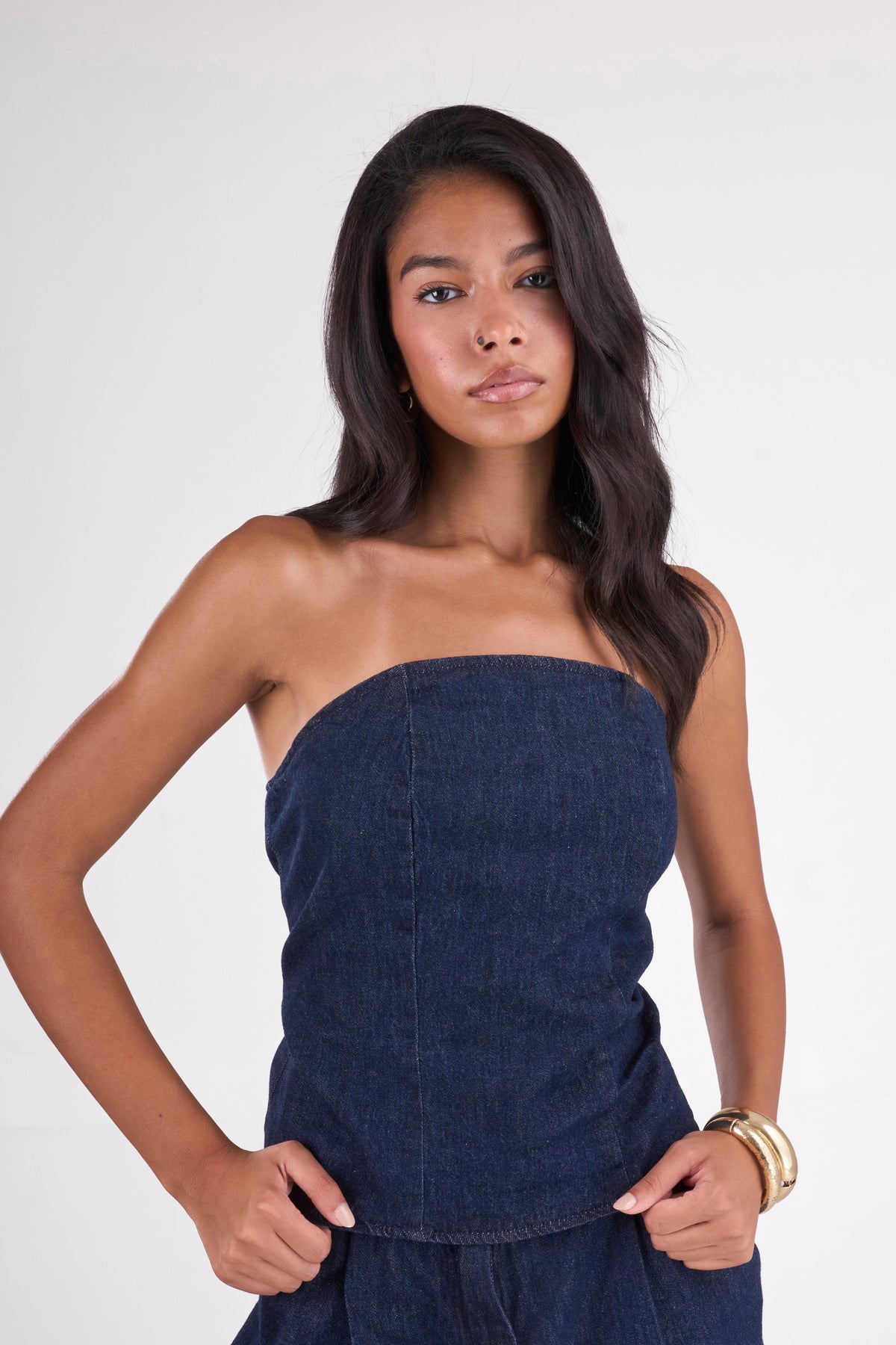 Denim Signature Two-Piece Set — Dark Blue