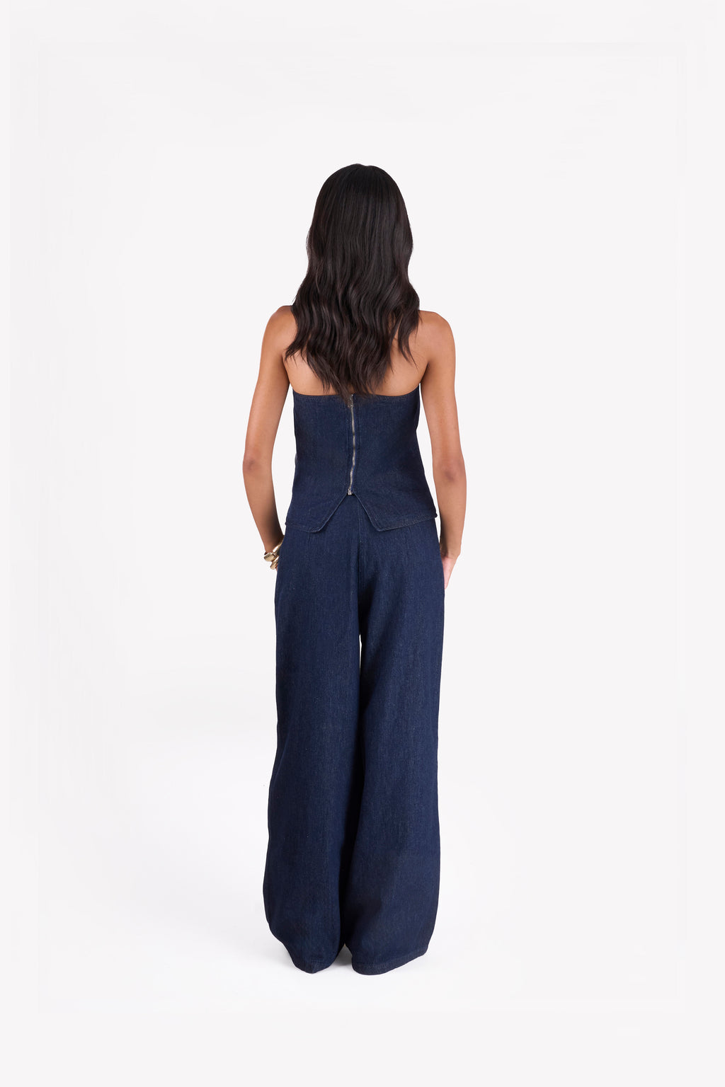 Denim Signature Two-Piece Set — Dark Blue
