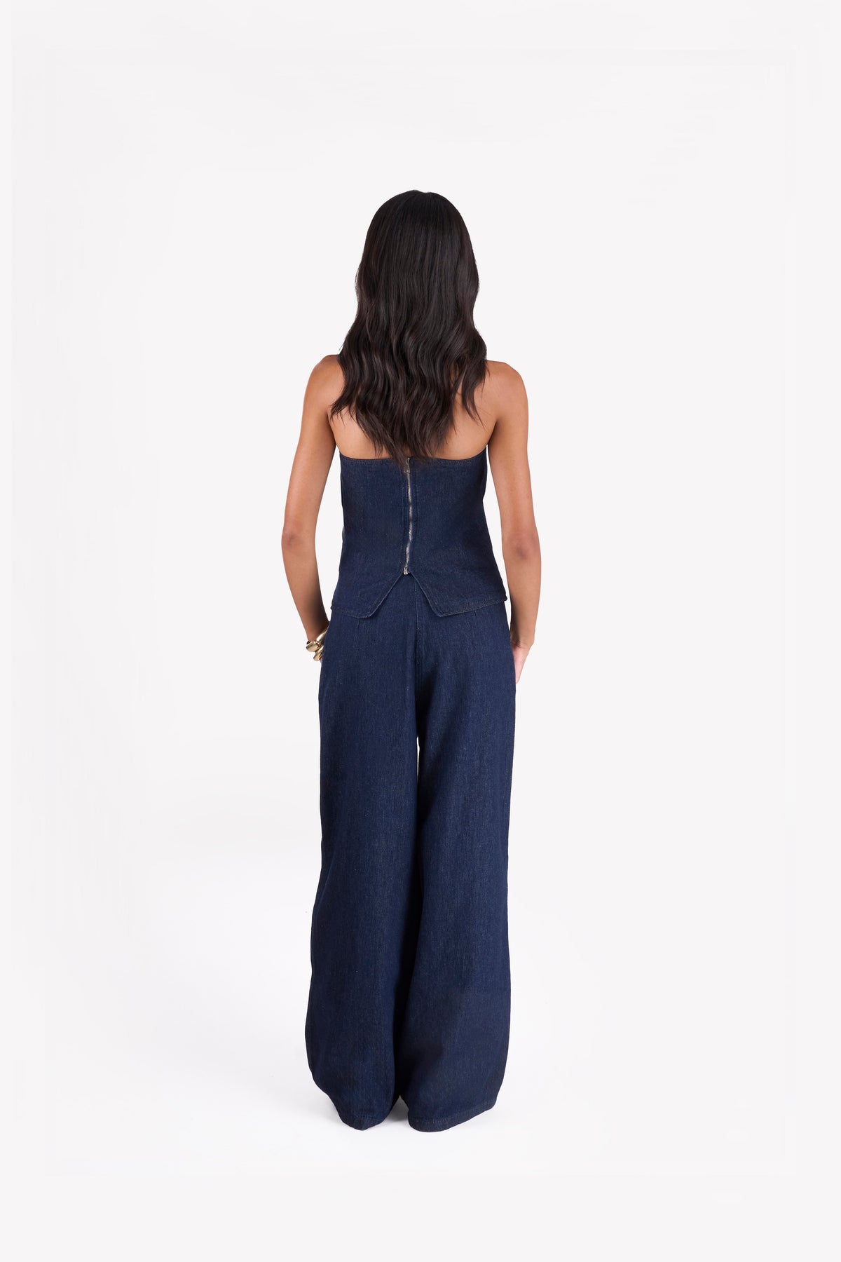 Denim Signature Two-Piece Set — Dark Blue
