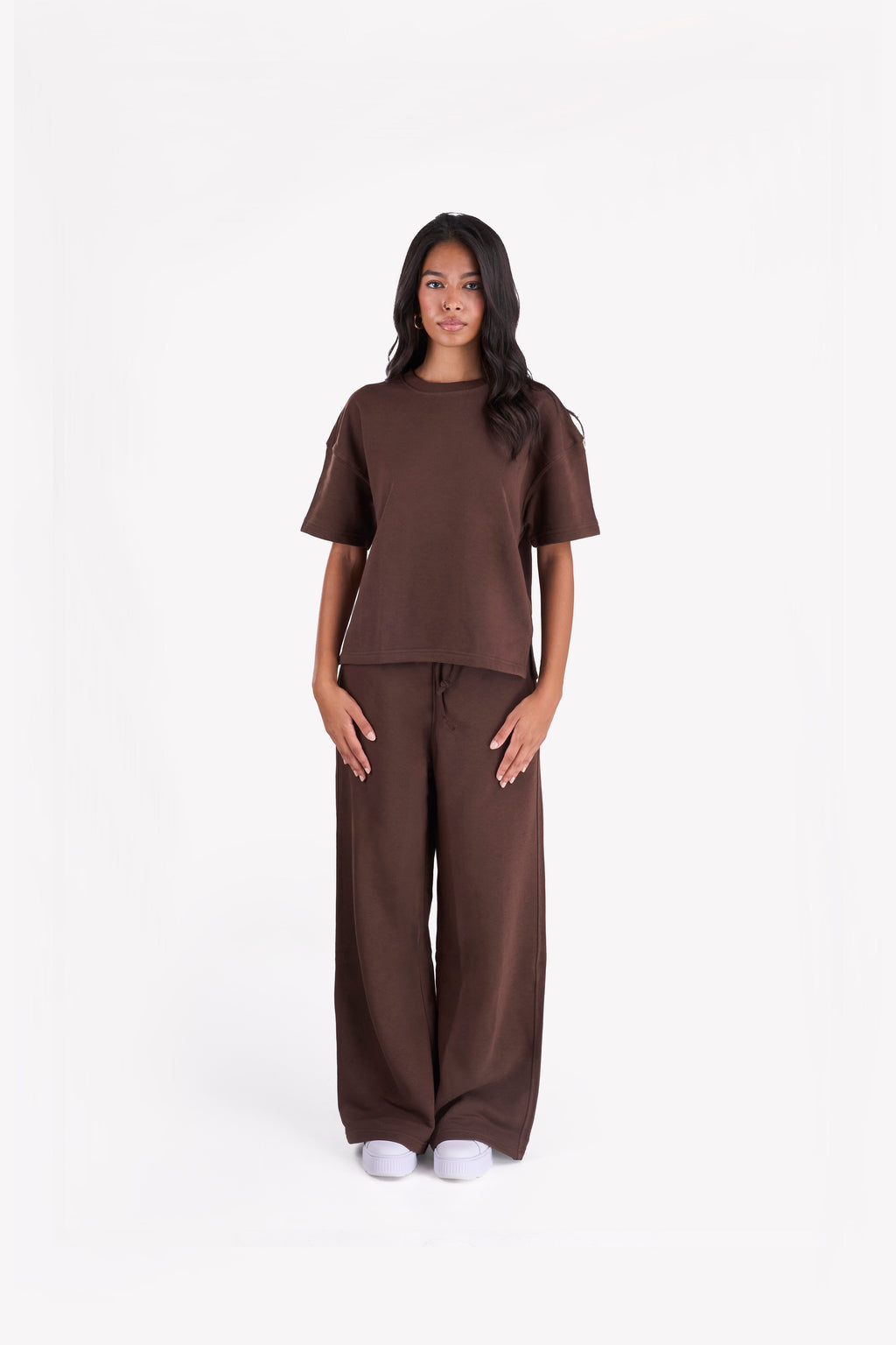 Minimal Oversized Two-Piece Set — Brown
