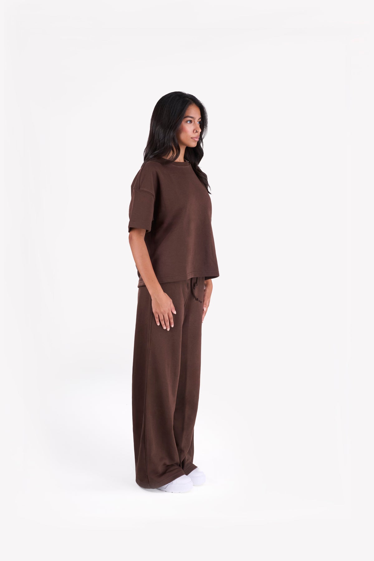 Minimal Oversized Two-Piece Set — Brown