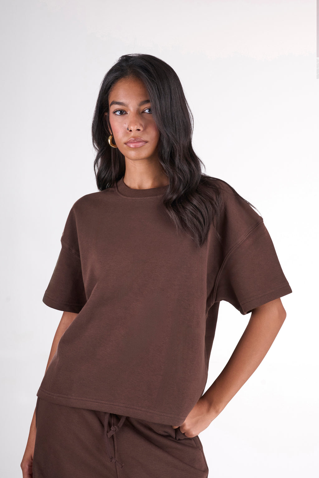 Minimal Oversized Two-Piece Set — Brown