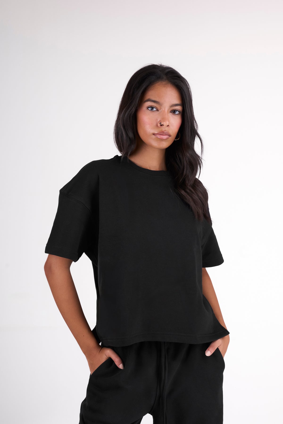 Minimal Oversized Two-Piece Set — Black
